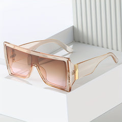 Square One piece Sunglasses For Men Retro Large Frame Glasses With Leather Case