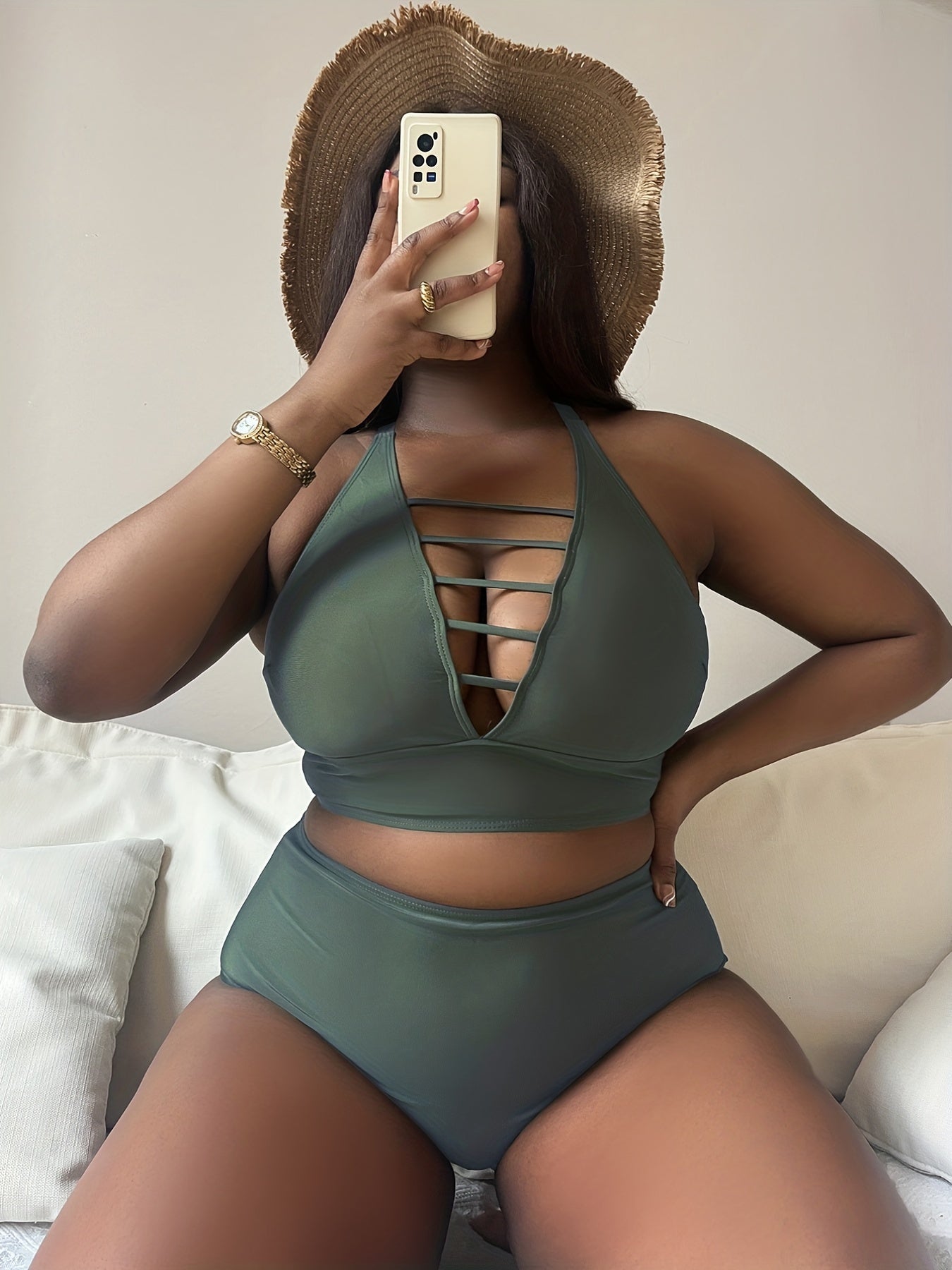 Sexy Tankini Set Halter Neck Crop Top & Underwear Swimsuit