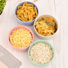 4pcs Portable Plastic Rice Bowls for Camping & Picnics