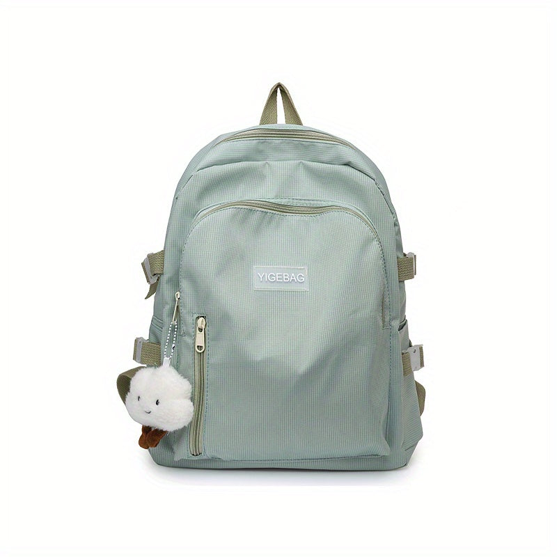 Casual Canvas Backpack With Pendant Large Capacity Schoolbag