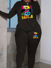 Horror Figure Print Top & Leggings Outfit Set