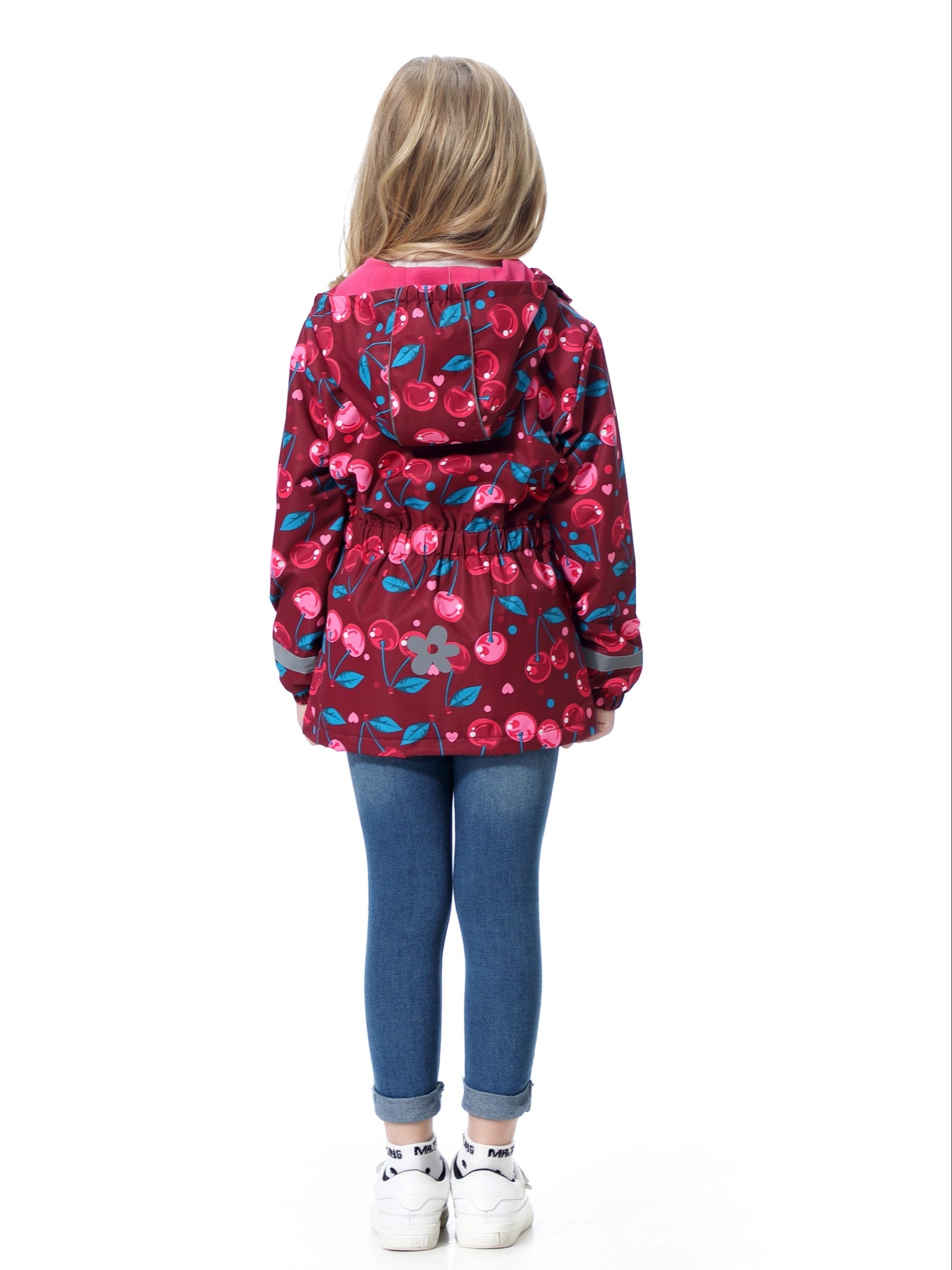 Girls Breathable Lightweight Waterproof Windproof Hooded Jacket