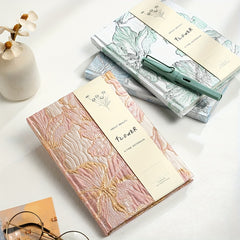 Floral Lily Journal Pink Nylon Golden Accents 1pc Notebook