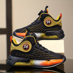 Boy's Basketball Shoes With Rotating Buckle Non Slip Sneakers