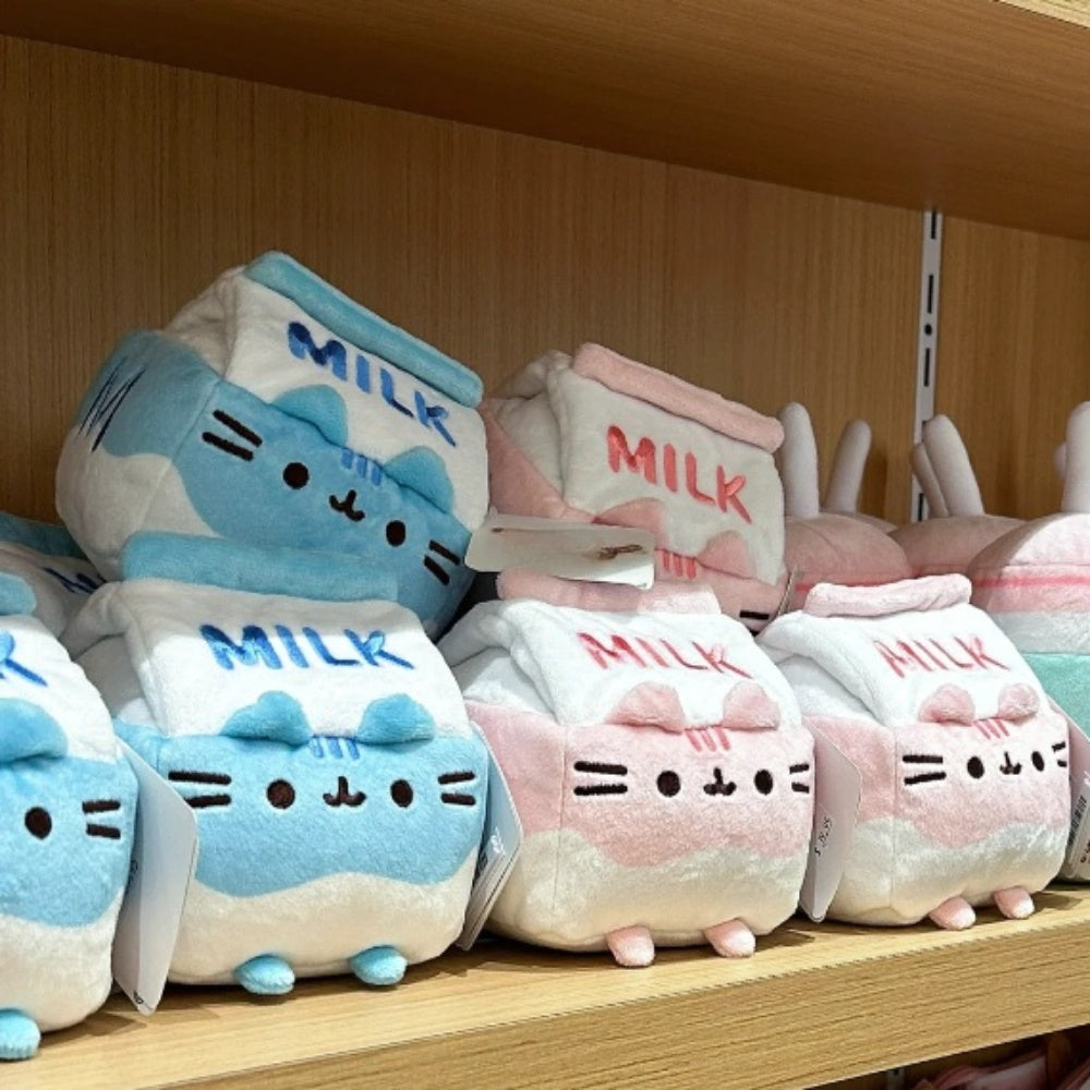 Chubby Cat Plush Toy in Milk Carton Soft Polyester Stuffed Animal