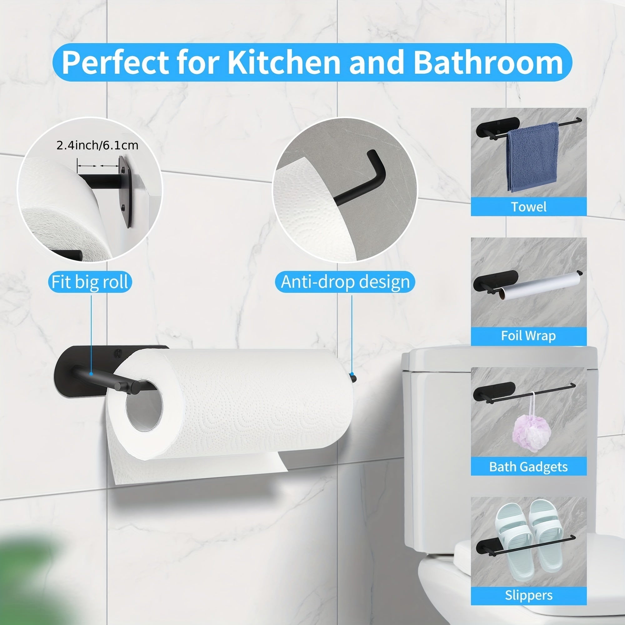 Adhesive Under Cabinet Paper Towel Holder - Stainless Steel