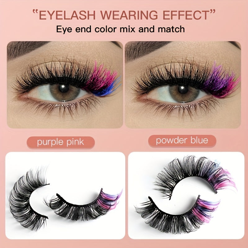 7 Pairs Colored Faux Mink False Eyelashes - Fluffy Volume Curly Lashes