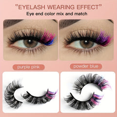 7 Pairs Colored Faux Mink False Eyelashes - Fluffy Volume Curly Lashes