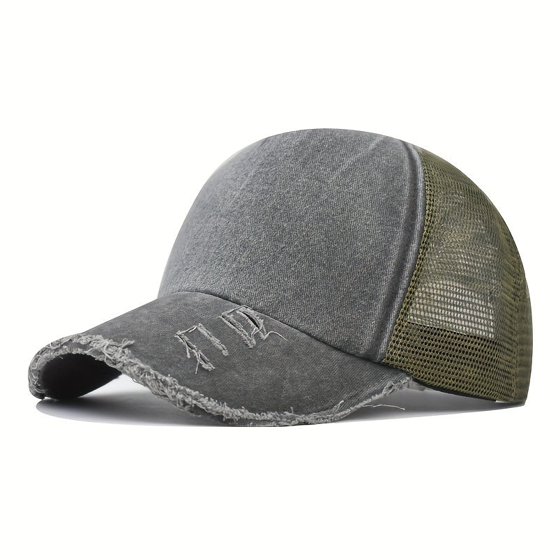 Unisex Ripped Baseball Cap Washed Street Wear Peaked Hat