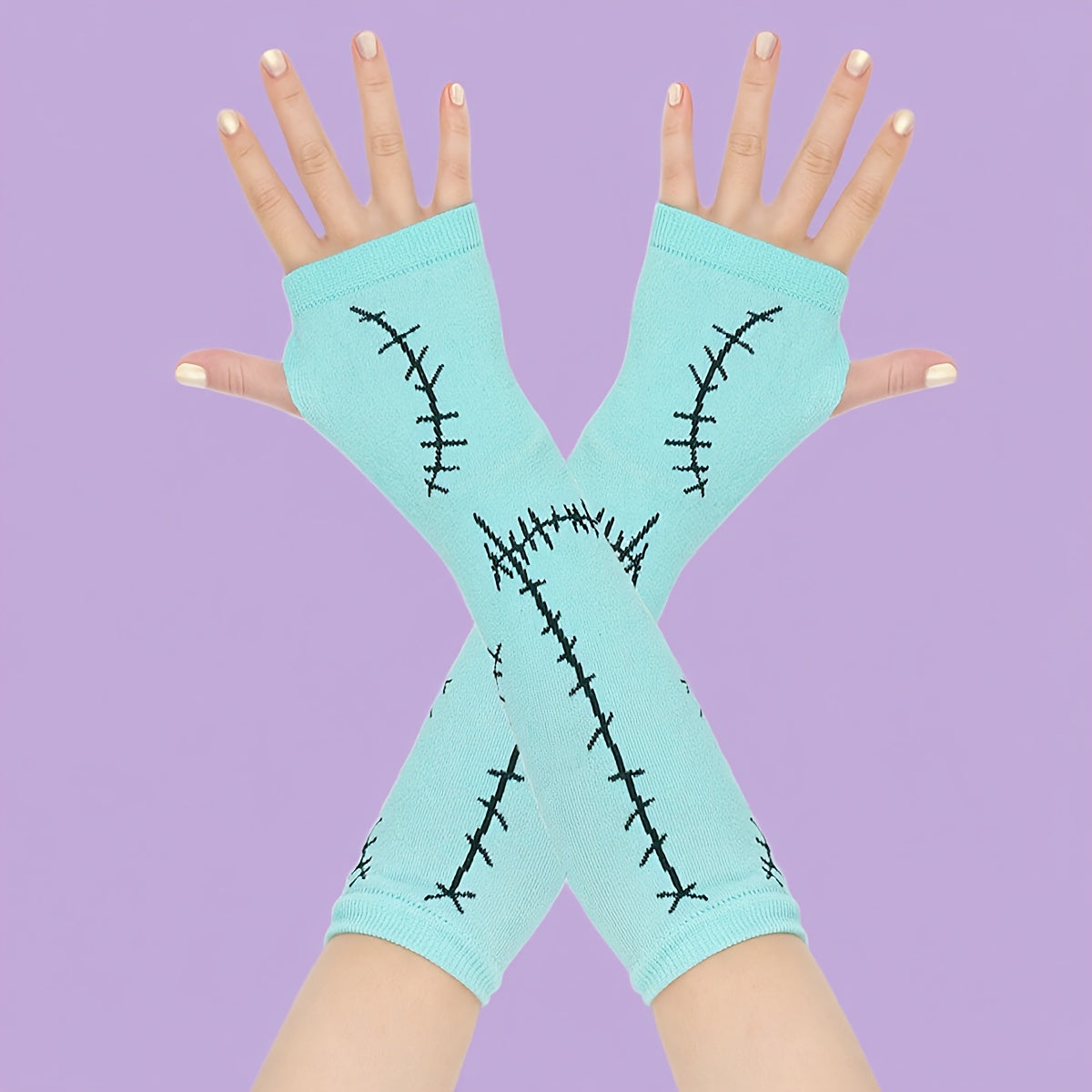 Halloween Costume Gloves 11 8in Fingerless Stitched Elastic Cosplay Accessory