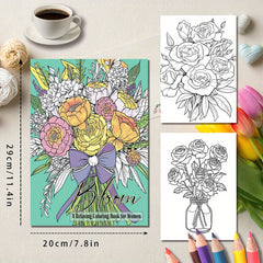 Flower Painting Coloring Book Perfect Gift for Adults Various Festivals