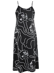 Casual Plus Abstract Figure Print Round Neck Maxi Cami Dress