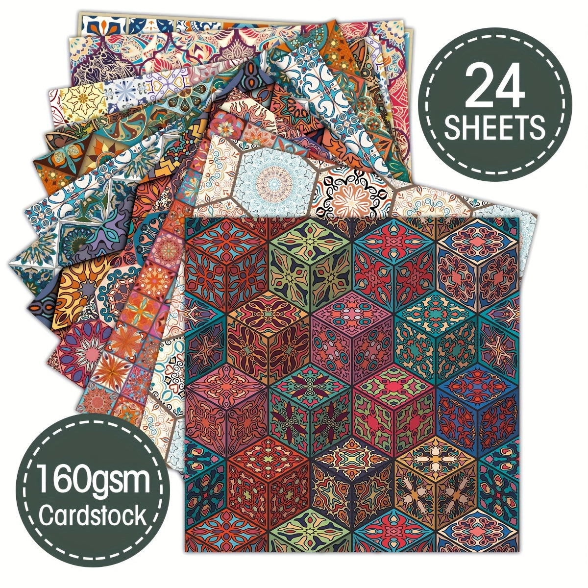 Geometric Pattern Scrapbook Paper Pad 24 Sheets