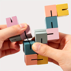 Wooden 3D Building Blocks Cube String, Versatile Toys for Halloween Christmas