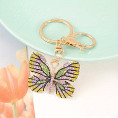 Zinc Alloy Diamond Butterfly Keychain Bag Ornament Holiday Gift