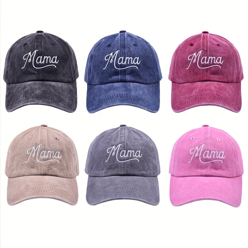 Mama Embroidery Baseball Cap Distressed Sports Hat For Women