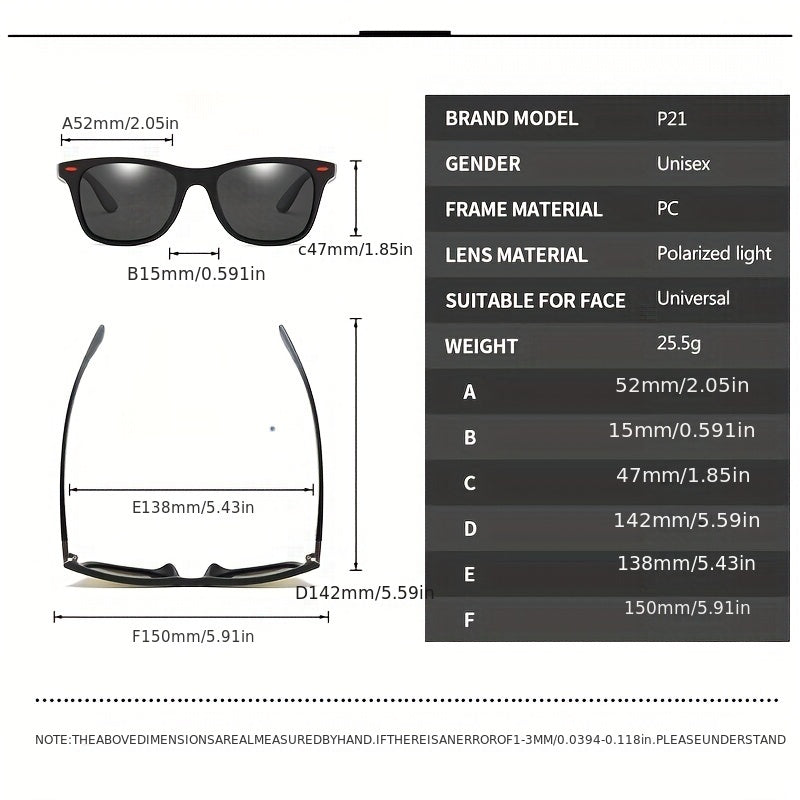 Vintage Polarized Square Sunglasses for Men Women