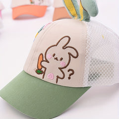 Girls Rabbit Adjustable Baseball Cap Breathable Sun Protection Mesh Cap