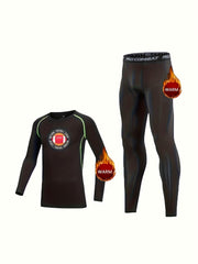 2pcs Kids Fleece Thermal Compression Sets Football & Letter Print