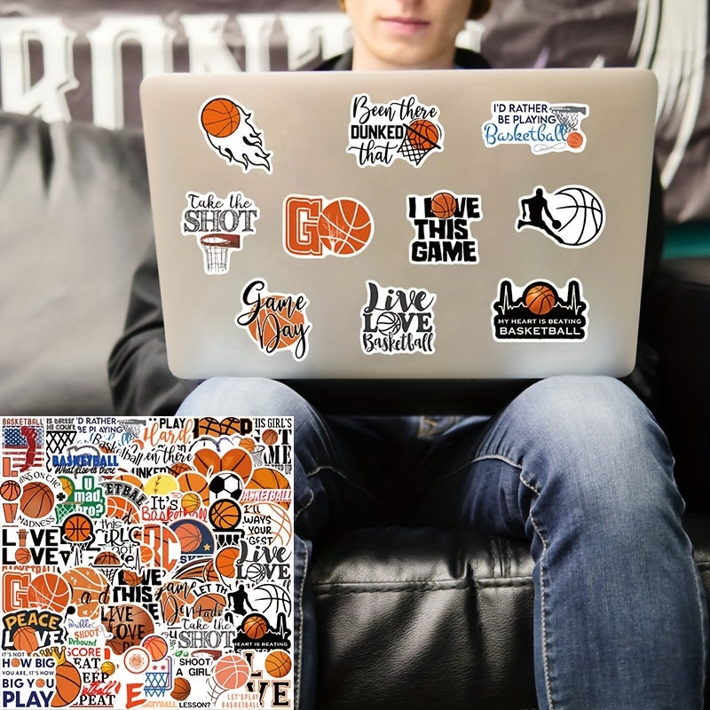 100 Basketball Stickers Vinyl Waterproof Decals for Water Bottle Laptop