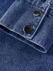 Contrast Stitch Denim Jacket Men's Casual Street Style Turn Down Collar