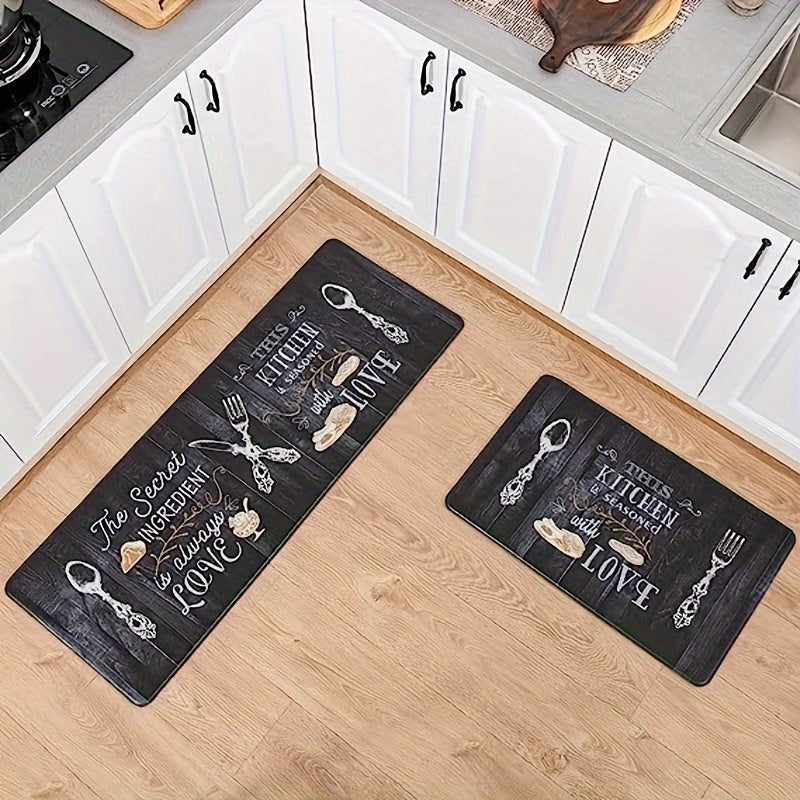 2pcs Absorbent Kitchen Rug Set Waterproof Anti Fatigue Runner Soft Carpet