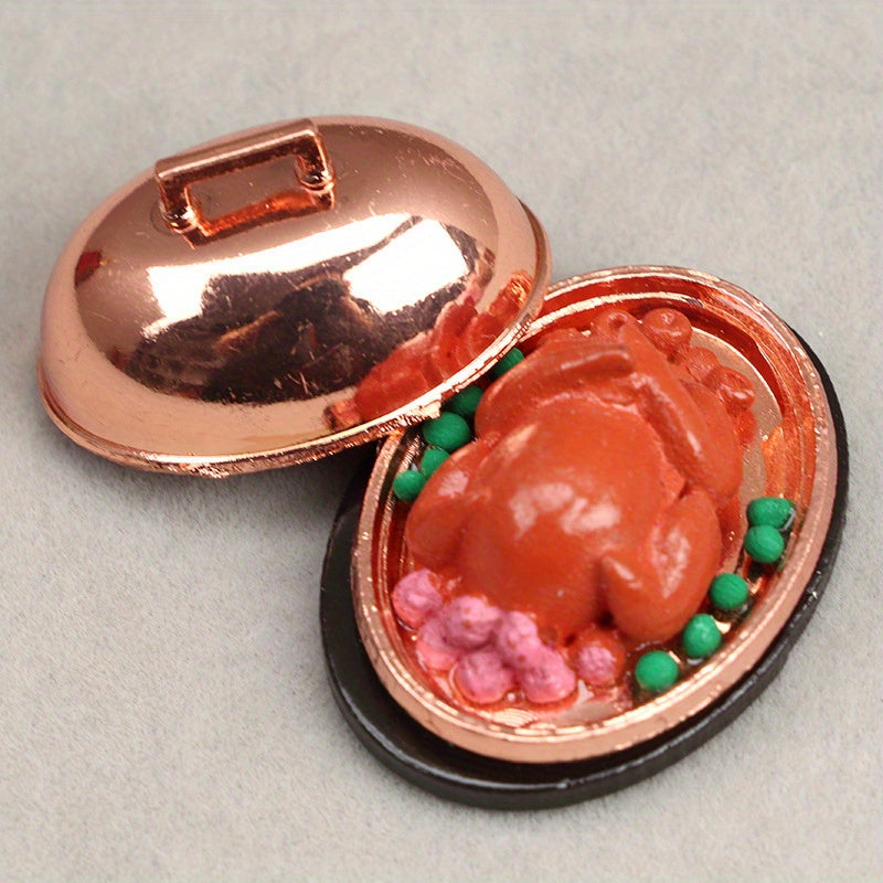 Dollhouse Easter Turkey Figurine with Lid Restaurant Decoration