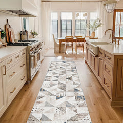 Geometric 2'X10' Runner Rug Abstract Laundry Room Stain Resistant Kitchen Mat