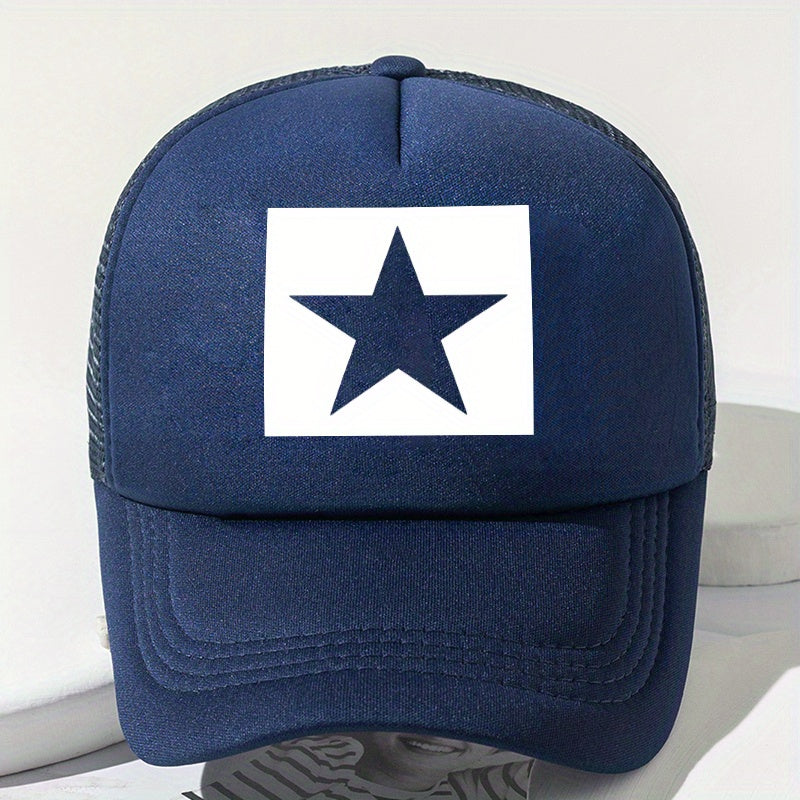 Pentagram Print Baseball Cap Mesh Trucker Hat Adjustable Lightweight Sun Hat