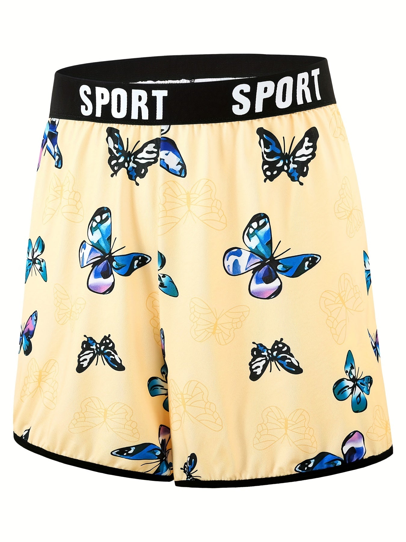 Butterfly Print Pajama Shorts with Letter Tape