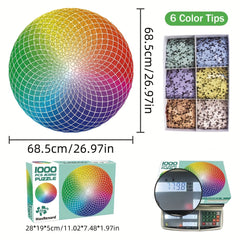 1000pcs Gradient Circle Jigsaw Puzzle Green to Red Challenging Puzzle