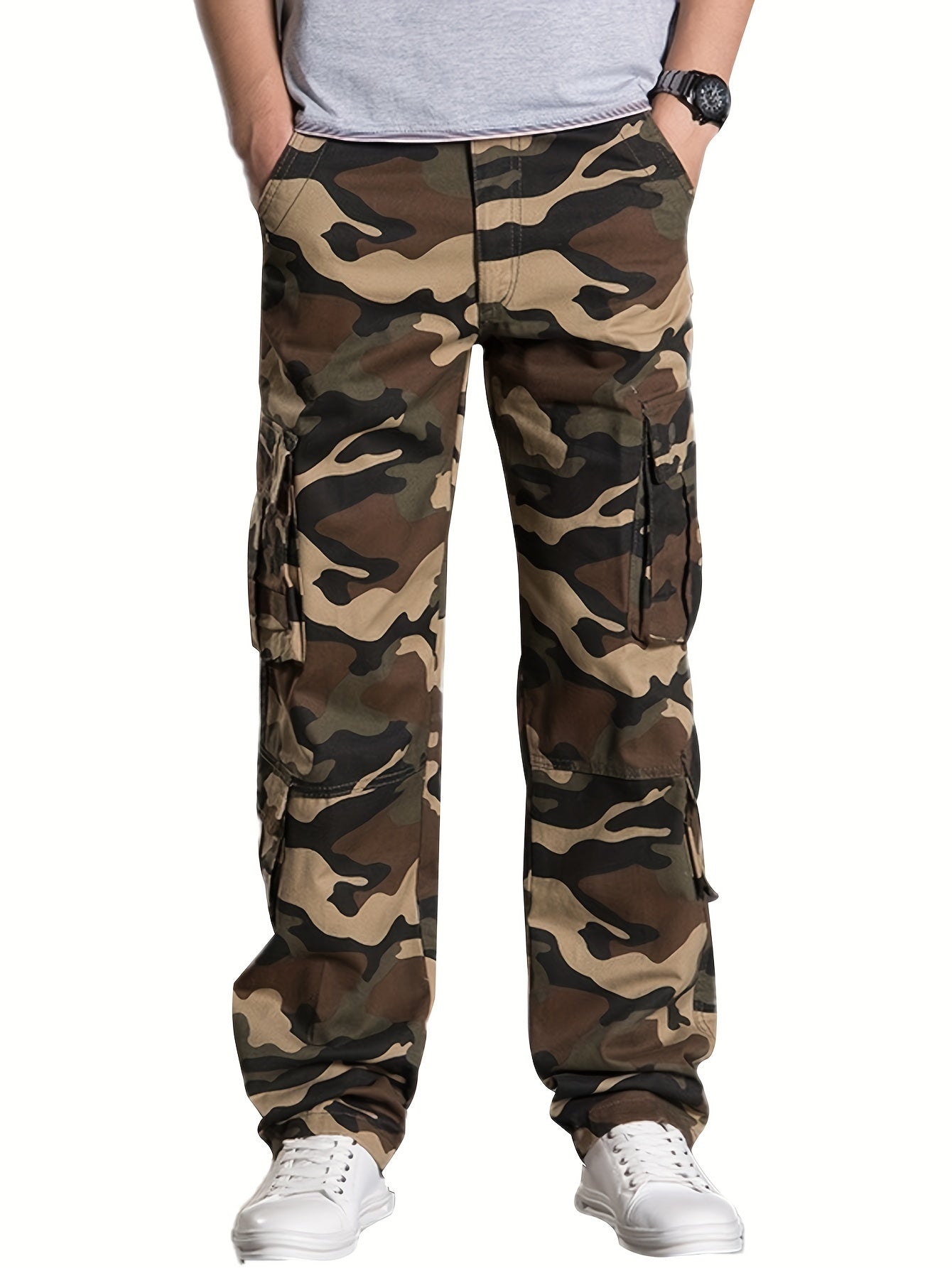 Camouflage Cotton Cargo Pants Men's Casual Pocket Pants