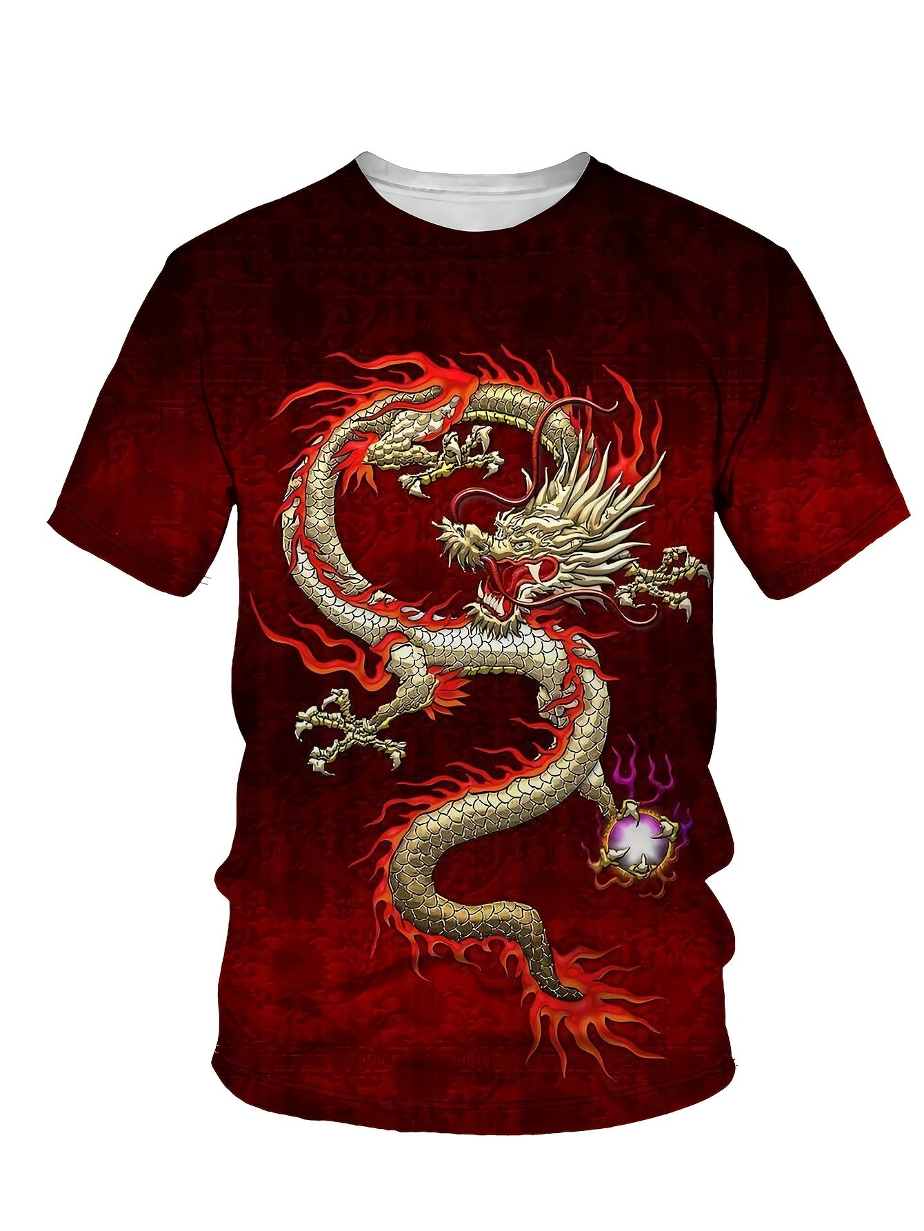 Dragon Pattern T-Shirt Men's Street Style Tee Shirt Summer