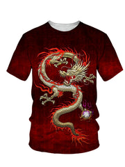 Dragon Pattern T-Shirt Men's Street Style Tee Shirt Summer
