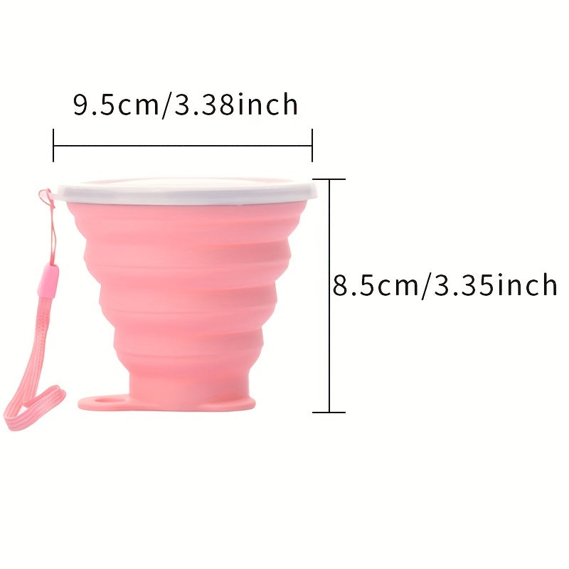 Silicone Folding Water Cup Portable Mouthwash Cup With Lid And Lanyard