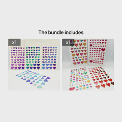 4 Sheets Laser Heart 3D Stickers - Dynamic Heart Theme