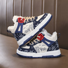Girls' High Top Skate Shoes Warm Plush Lining Non Slip Casual Sneakers Winter