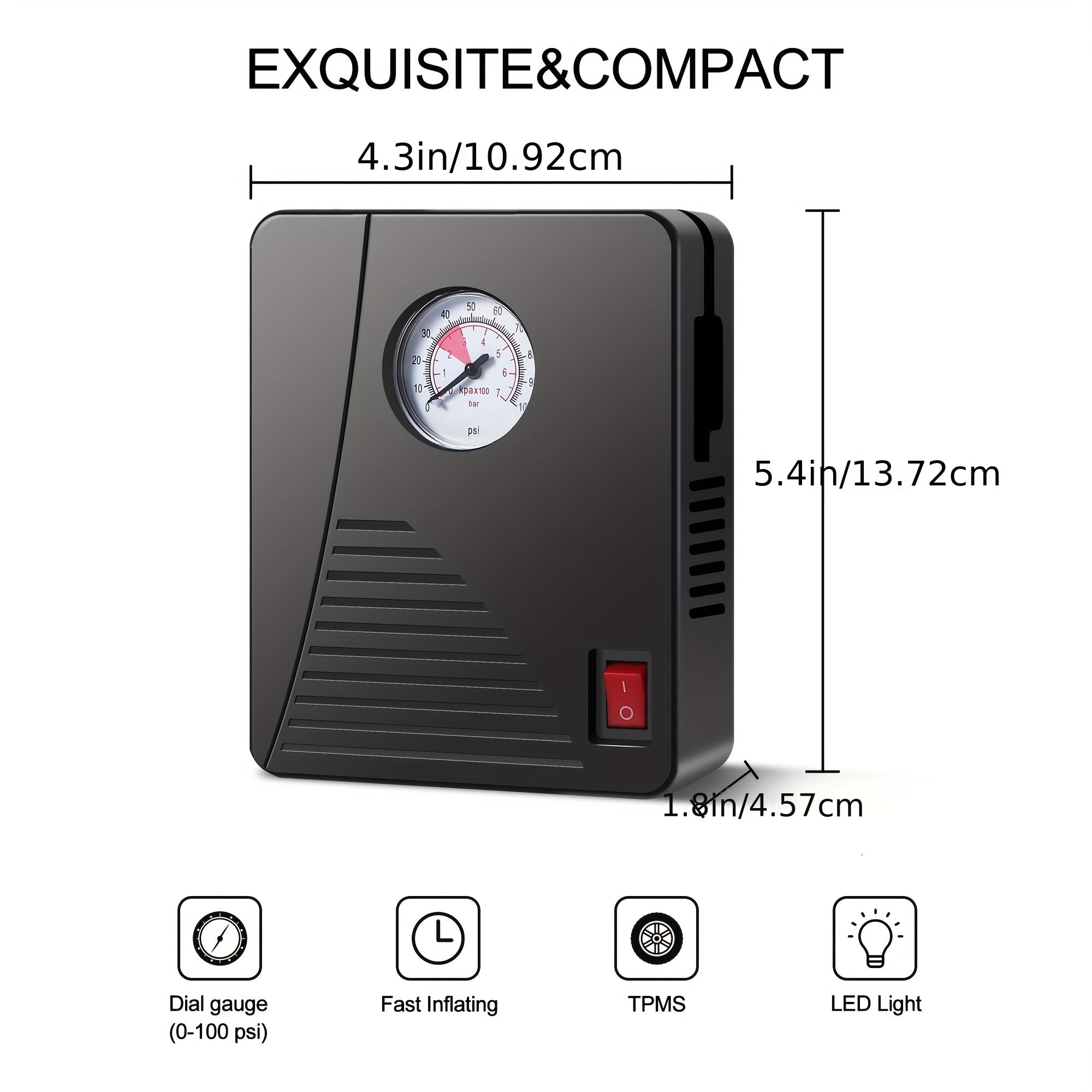 Portable Air Compressor 120PSI Tire Inflator Pump