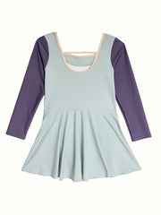 Girls Splicing Long Sleeve 1pc Swimwear Bathing Suit