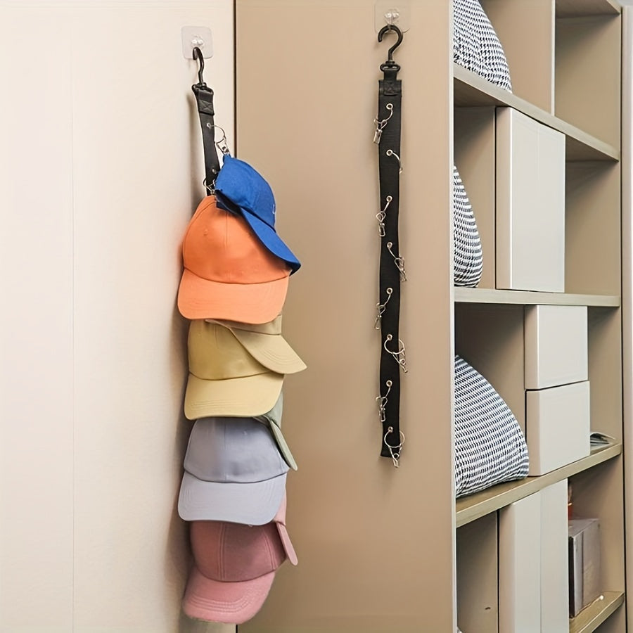 2pcs Hanging Hat Storage Rack With 8 Clips Heavy Duty Storage Clips For Hats