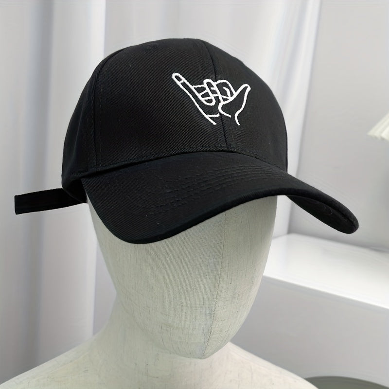 2pcs Gesture Embroidered Bucket Hat Set Unisex Sun Hat