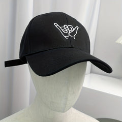 2pcs Gesture Embroidered Bucket Hat Set Unisex Sun Hat