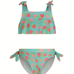 Girls Strawberry Graphic Tankini Swimsuit Set