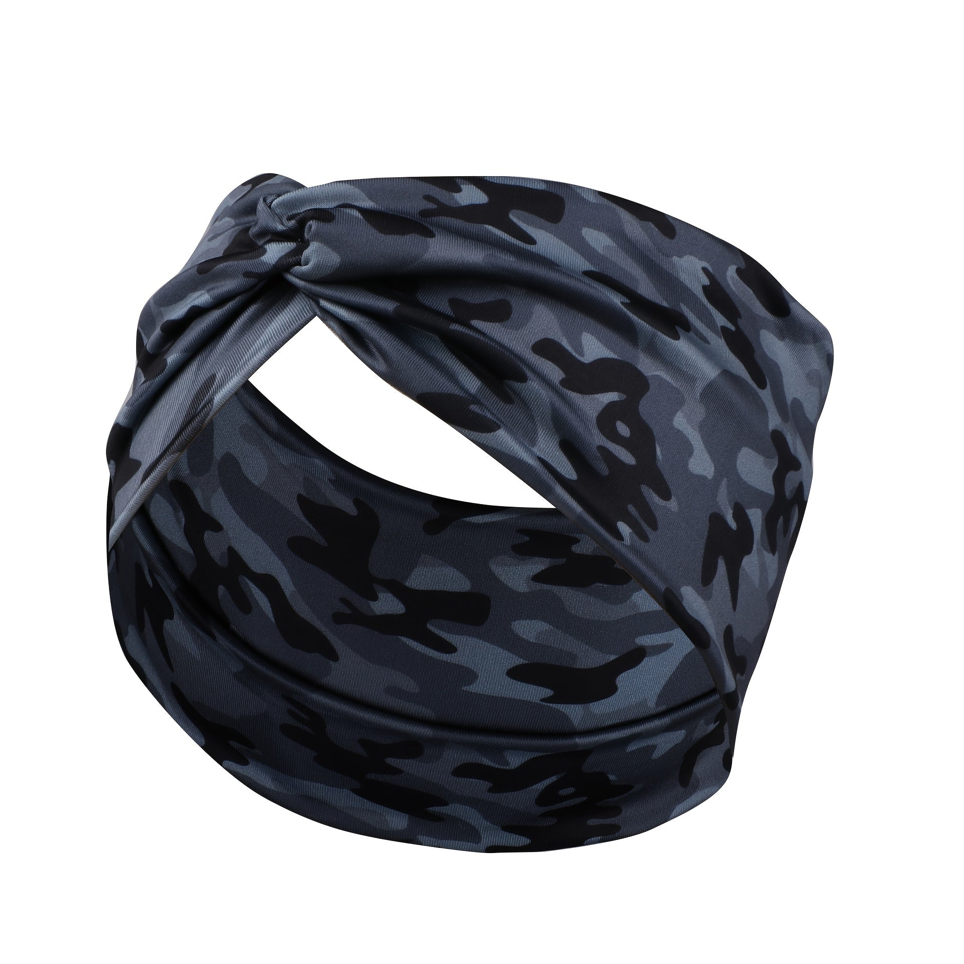 Camouflage Print Wide Headbands Women Knotted Turban Elastic Non Slip Hair Bands