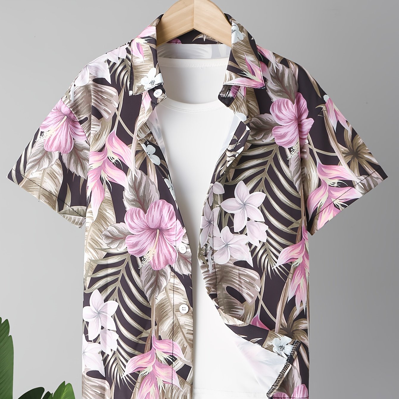 Hawaii Floral And Leaf Full Graphic Print Boys Top