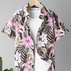 Hawaii Floral And Leaf Full Graphic Print Boys Top