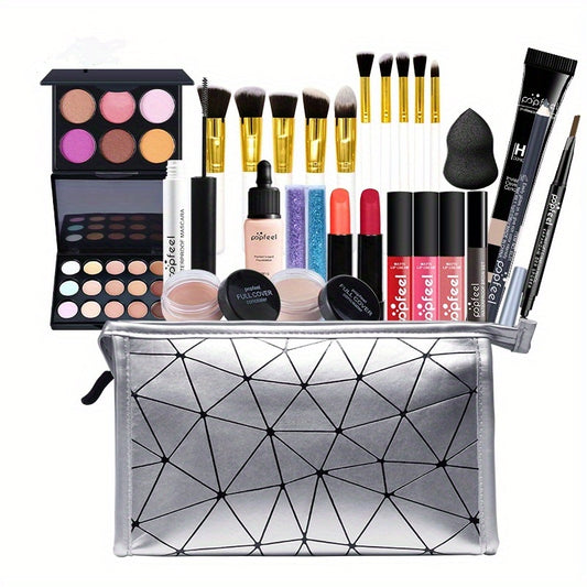 Professional Makeup Set with Bag Eyeshadow Lip Gloss Mascara Blush