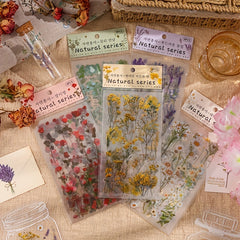 6 Sheets Vintage Plant Flower PVC Sticker Labels for DIY Scrapbooking