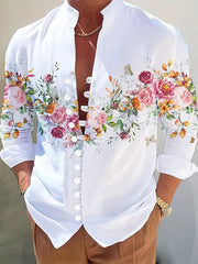 Floral Print Men's Casual Long Sleeve Shirt
