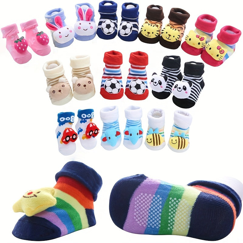 3Pairs Baby Girls Cartoon 3D Doll Socks